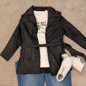 Wilson 100% Leather Midi Trench Coat with Removable Vest - Women's sz M